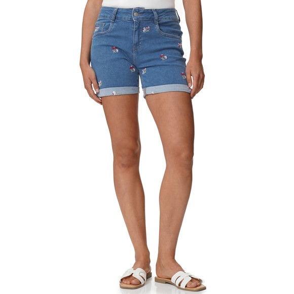 Damen Jeans-Shorts mit Stickerei