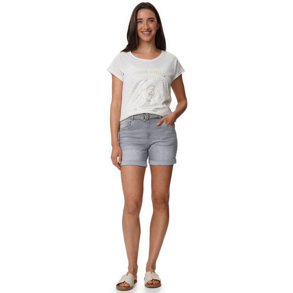 Damen Boyfriend-Jeansshorts mit Gürtel