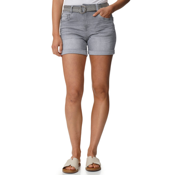 Damen Boyfriend-Jeansshorts mit Gürtel