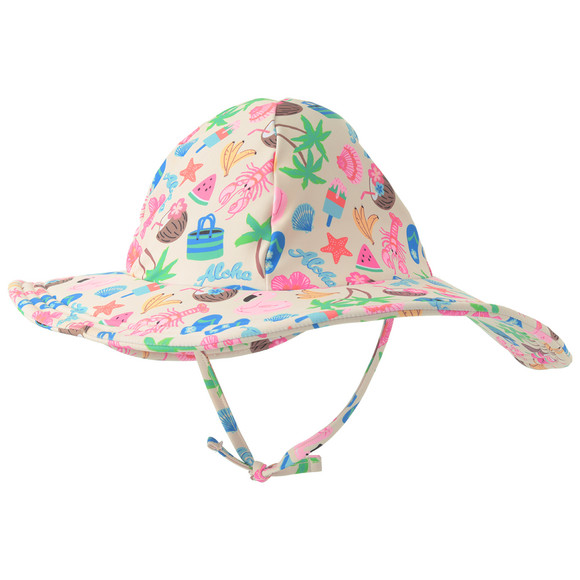 Mädchen UV-Badehut mit Allover-Print UPF60 cremeweiss / bunt