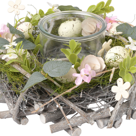 Decoratieve krans met windlicht