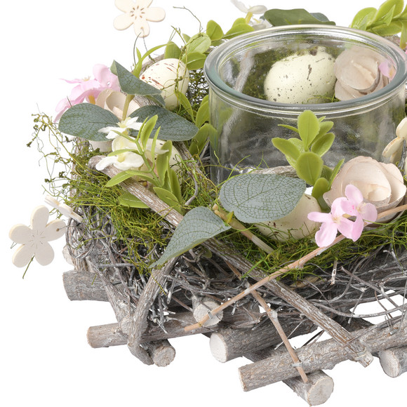 Decoratieve krans met windlicht