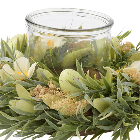 Decoratieve krans met windlicht