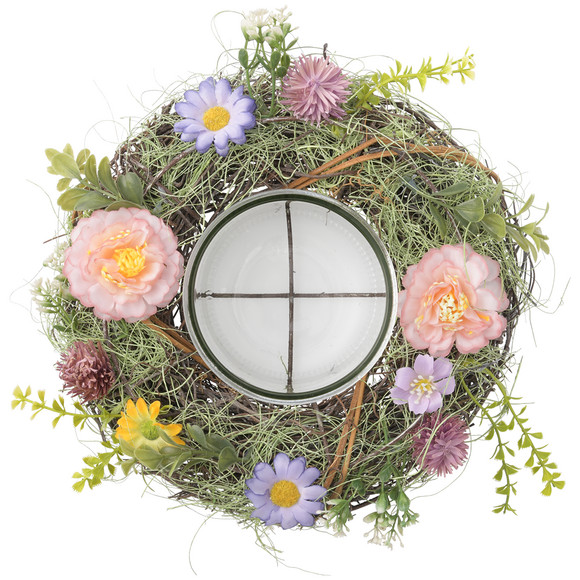 Decoratieve krans met windlicht