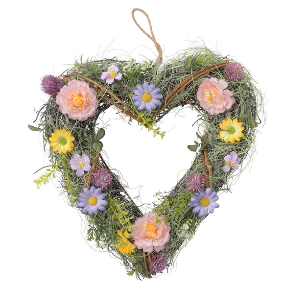 Decoratieve hanger hart met kunstbloemen