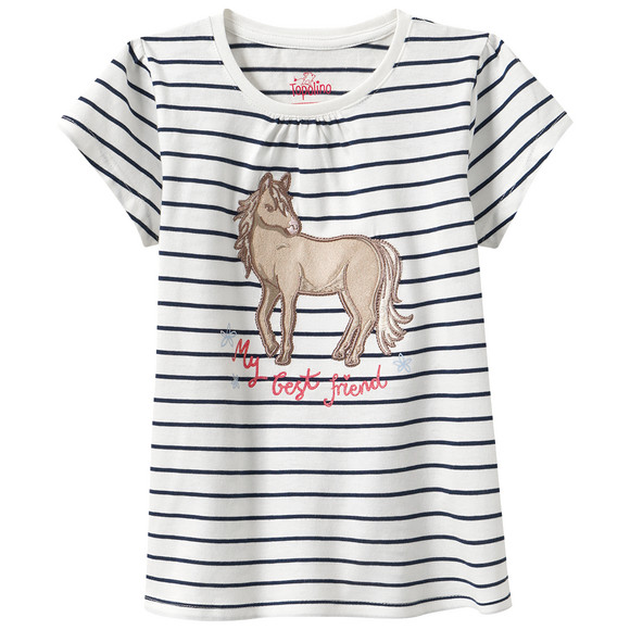 Mädchen T-Shirt mit Pferde-Motiv weiss