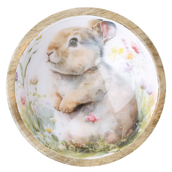 Holzschale mit Hasen-Motiv