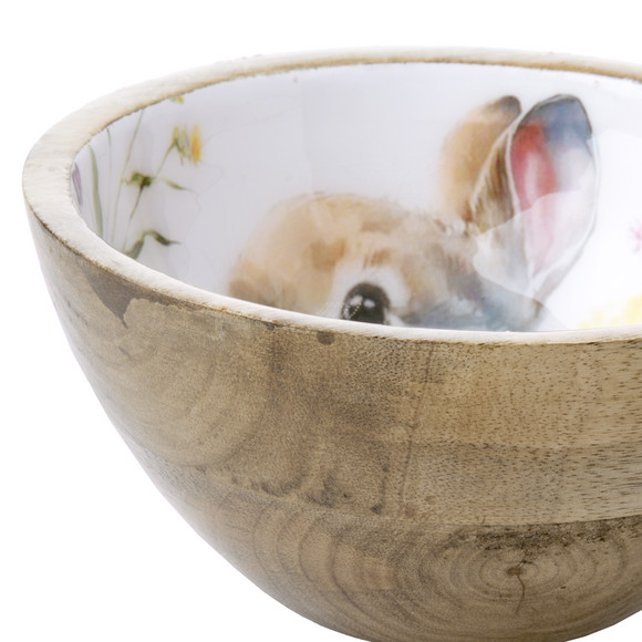 Holzschale mit Hasen-Motiv