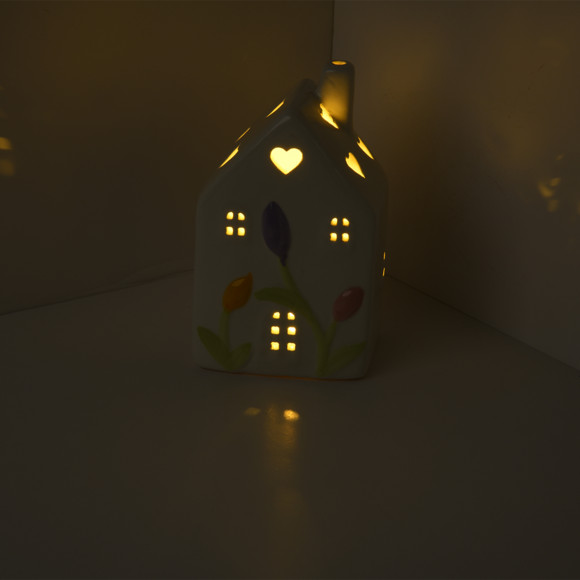 LED-Haus mit Tulpen-Motiv