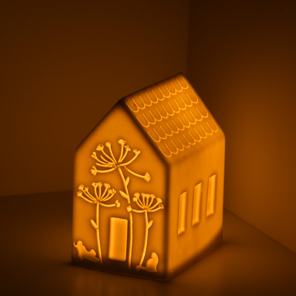 LED-decoratiehuisje van keramiek