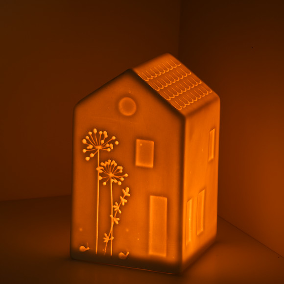 LED-decoratiehuisje van keramiek