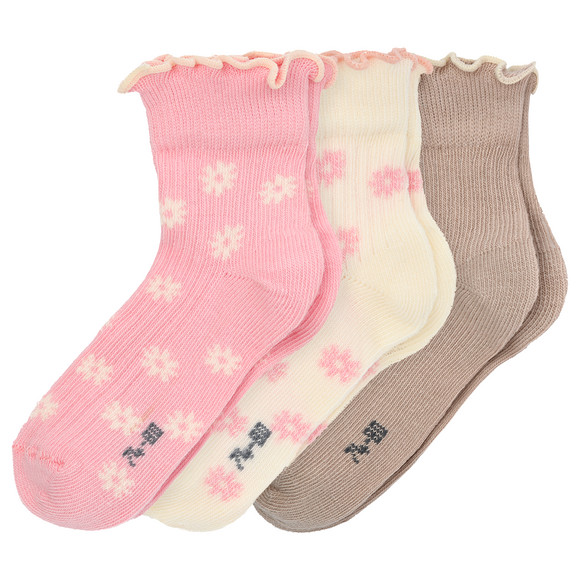 3 Paar Baby Kurzsocken mit Rolllsaum