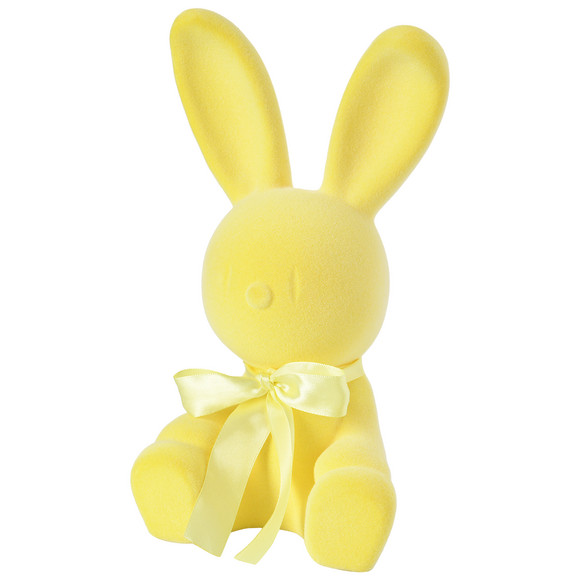 Decoratief konijn in fluweellook geel