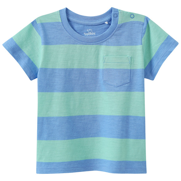 Baby T-shirt met borstzakje lichtgroen / lichtblauw