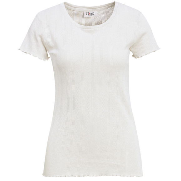 Dames T-shirt met ajourpatroon wit