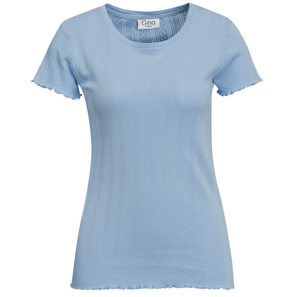 Dames T-shirt met ajour-patroon blauw