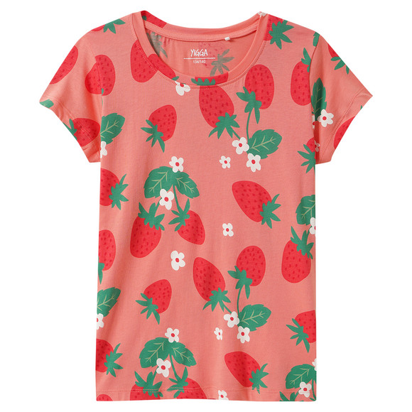 Mädchen T-Shirt mit Allover-Print koralle