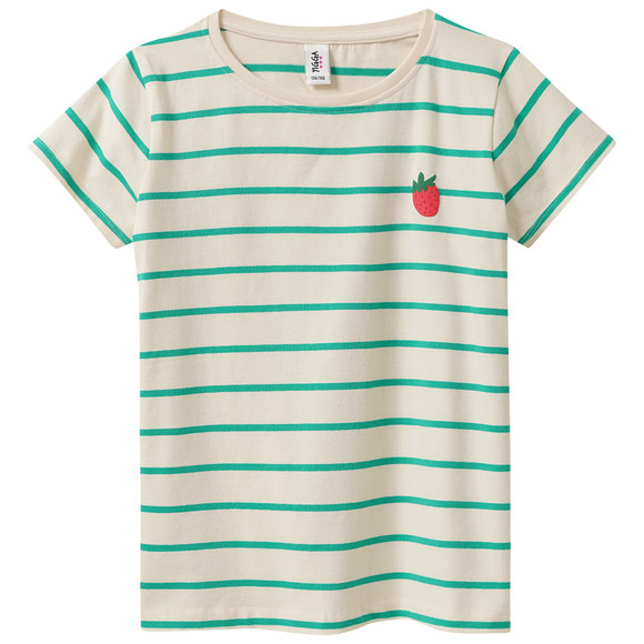 Mädchen T-Shirt mit Streifen hellbeige / grün