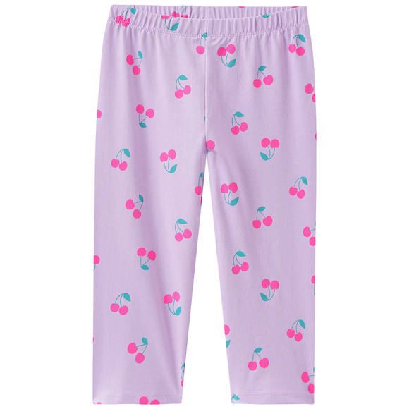 Caprilegging met all-over print voor meisjes lichtpaars / neonroze