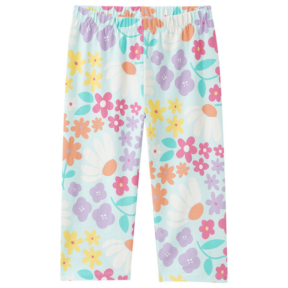 Caprilegging met all-over print voor meisjes licht turquoise / Kleurrijk