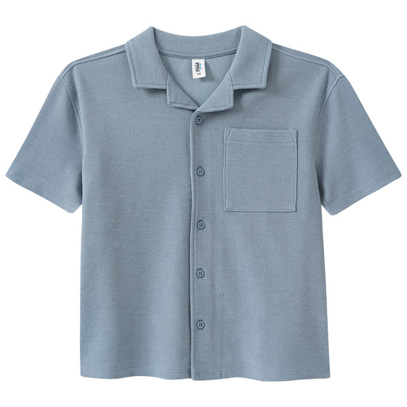 Jungen Hemd aus Feinstrick blau