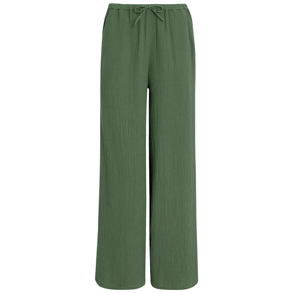 Damen Musselin-Hose aus Bio-Baumwolle dunkelgrün