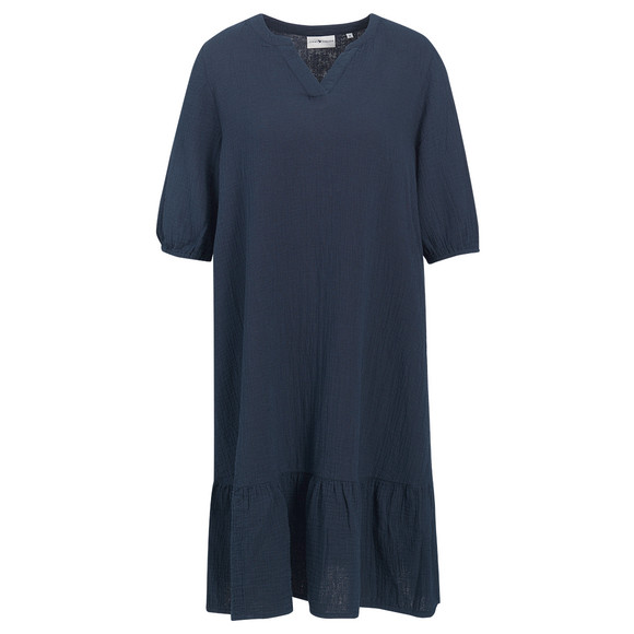 Damen Musselin-Kleid aus Bio-Baumwolle dunkelblau