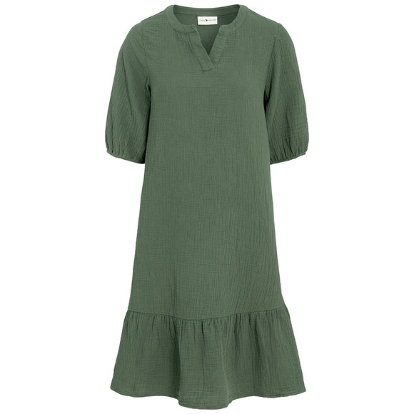 Damen Musselin-Kleid aus Bio-Baumwolle dunkelgrün
