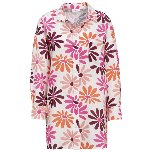 Damen Leinen-Bluse mit Blumen-Print