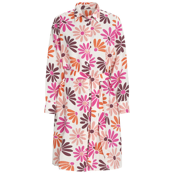 Damen Leinen-Hemdkleid mit Bindeband