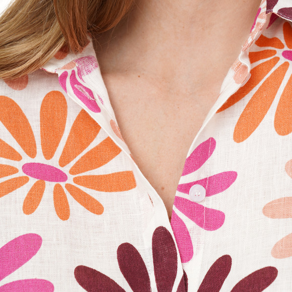 Damen Leinen-Hemdkleid mit Bindeband