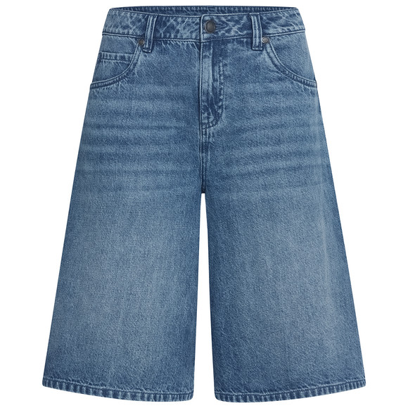 Damen Bermuda-Jeansshorts mit Used-Waschung