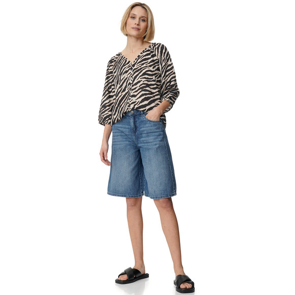 Damen Bermuda-Jeansshorts mit Used-Waschung