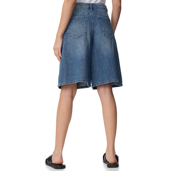 Damen Bermuda-Jeansshorts mit Used-Waschung