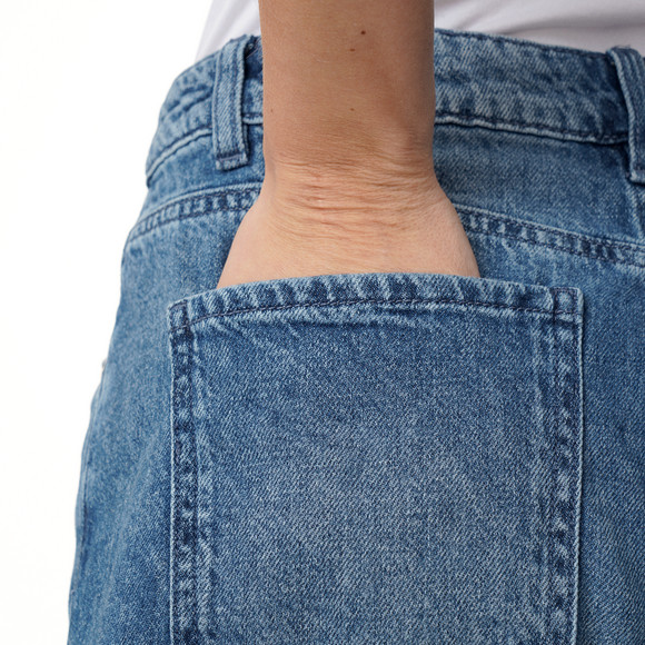 Damen Bermuda-Jeansshorts mit Used-Waschung