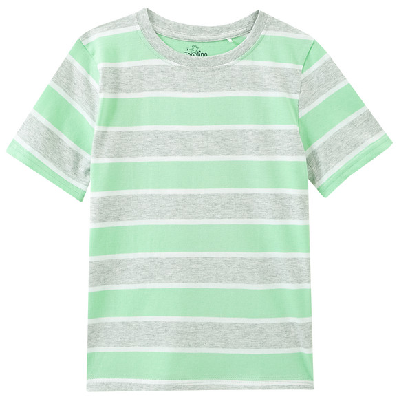 Jungen T-Shirt mit Streifen hellgrau / hellgrün