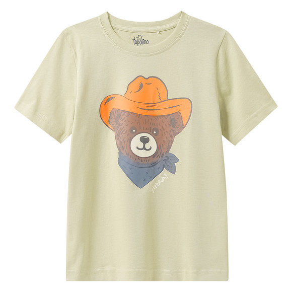 Jungen T-Shirt mit Bär-Print oliv
