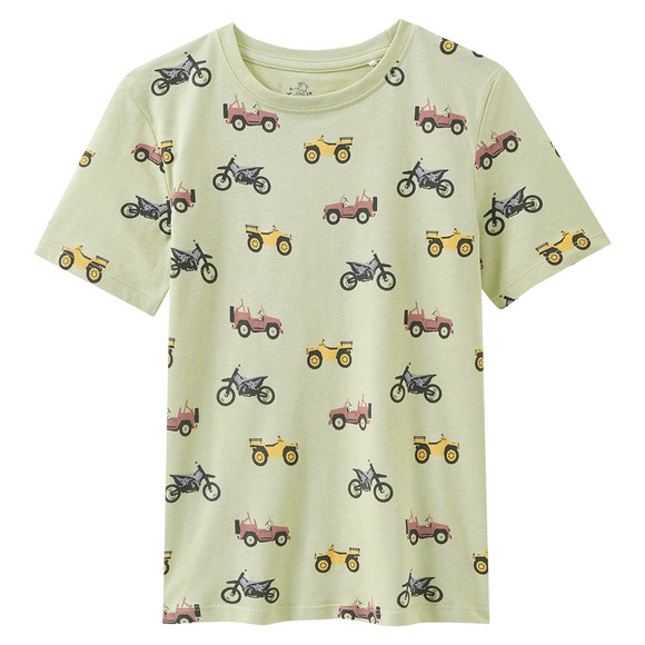 Jungen T-Shirt mit Fahrzeug-Prints hellgrün