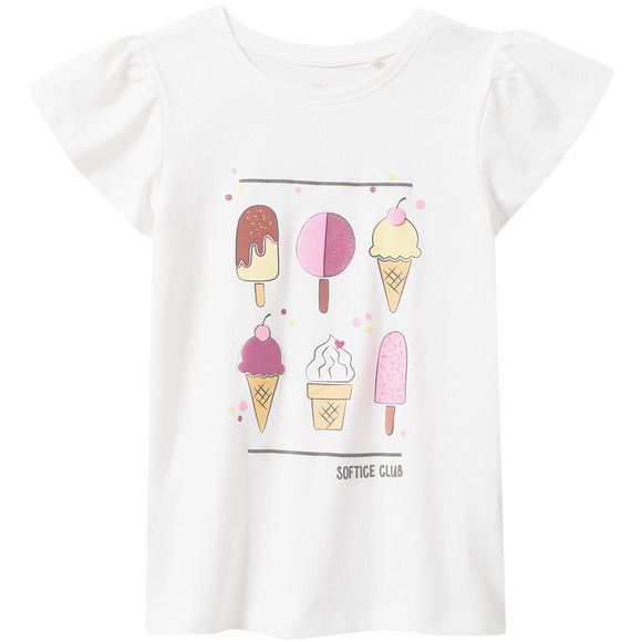 Mädchen T-Shirt mit Eis-Print weiss