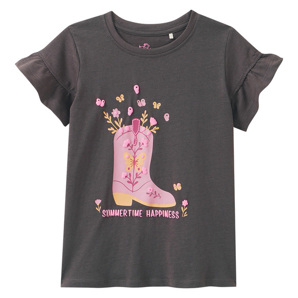 Mädchen T-Shirt aus Bio-Baumwolle dunkelgrau