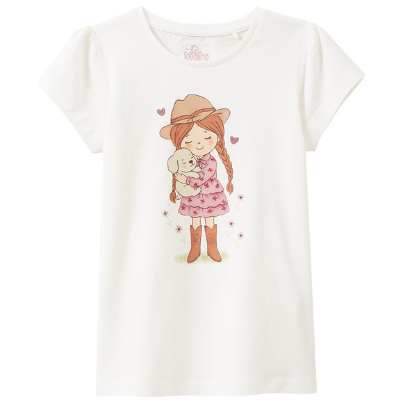 Mädchen T-Shirt mit Print weiss