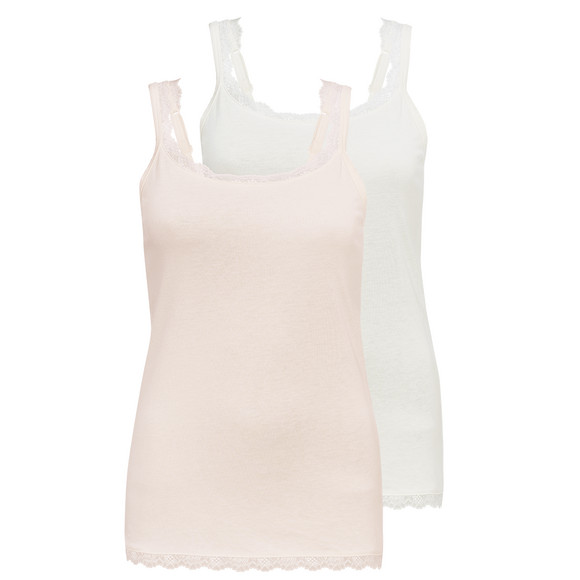 2 Damen Unterhemden mit Spitze