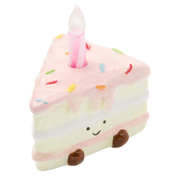 LED-Figur Torte aus Keramik rosa / weiss