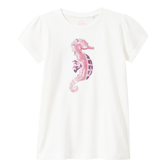 Mädchen T-Shirt mit Pailletten weiss