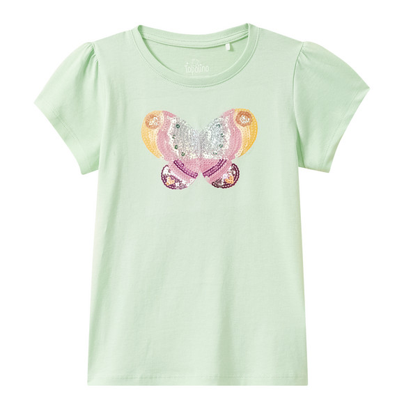 Mädchen T-Shirt mit Pailletten hellgrün