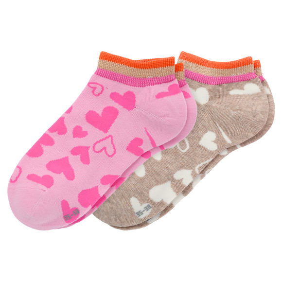 2 Paar Damen Sneaker-Socken im Set rosa / hellbraun