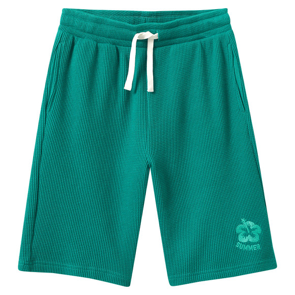 Jungen Joggingshorts mit Waffelstruktur dunkelgrün