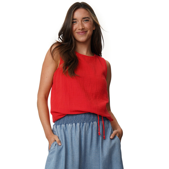 Damen Musselin-Blusentop in Uni