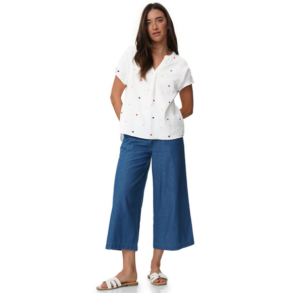 Damen Musselin-Bluse mit Herz-Stickerei