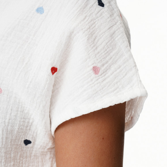 Damen Musselin-Bluse mit Herz-Stickerei